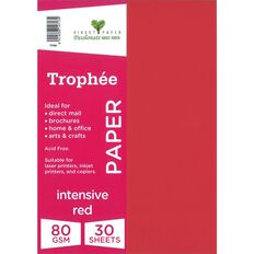 Trophee Paper 80gsm 30 Pack Intensive Red A4