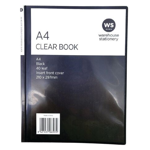 WS Clear Book Overlay 40 Leaf Black A4