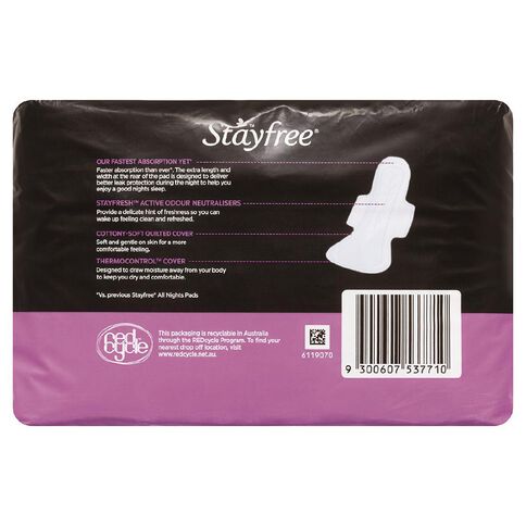 Stayfree All Night Pads with Wings 10 Pack