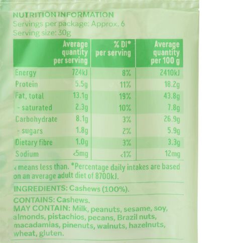 Market Kitchen Cashews Natural 200g