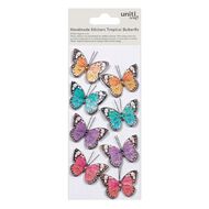 Handmade Sticker Tropical Butterfly Citrus Orchid 8pc