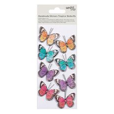 Uniti Craft Adults Handmade Sticker Tropical Butterfly Citrus Orchid 8pc