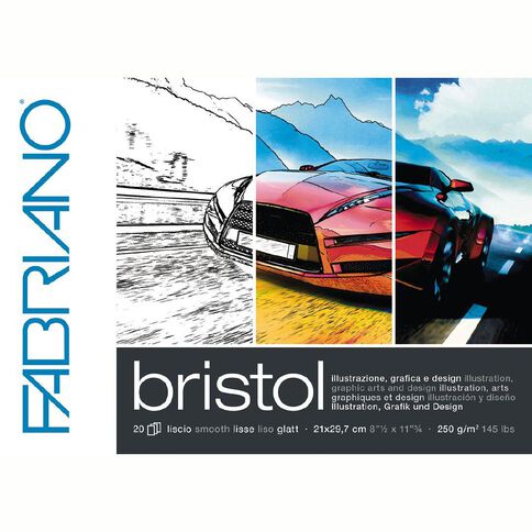 Fabriano Bristol Pad 250gsm 20 Sheets A4 Multi-Coloured