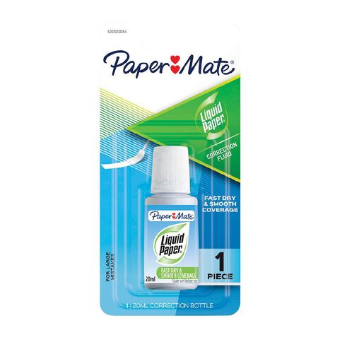 Paper Mate Liquid Paper Bottle & Brush 20ml 1 Pack White
