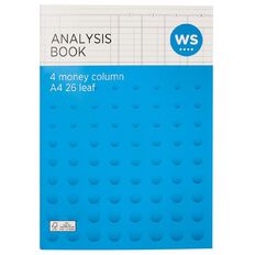 WS Analysis Book Limp 4 Column Green A4