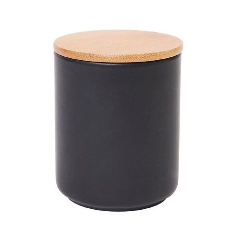 Living & Co Ceramic Canister with Bamboo Lid Black 13cm