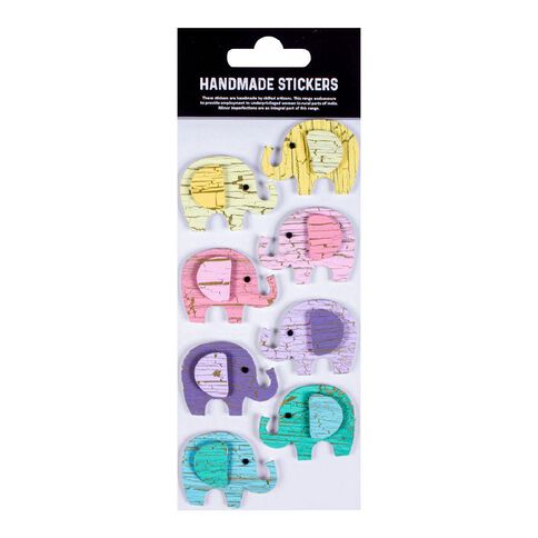 3D Embellishments Crackled Elephant 8Pc Little Birdie