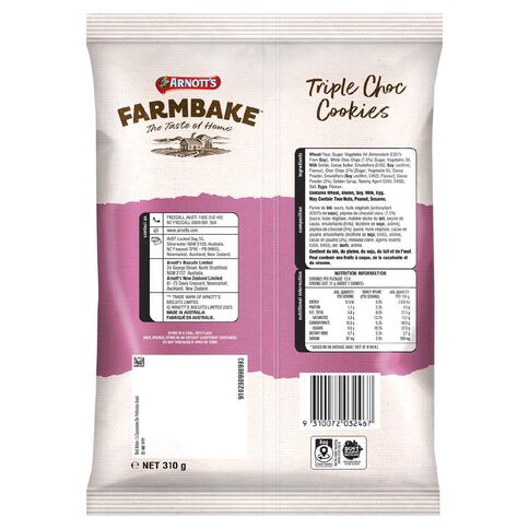 Arnott's Farmbake Triple Choc Cookies 310g