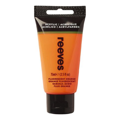 Reeves Fine Acrylic Paint Fluorescent Orange 75ml