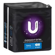 U By Kotex Maxi Overnight Pads with Wings 10 Pack