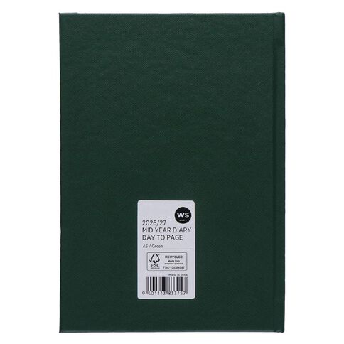 WS Mid Year Diary Date To Page A5 26-27 Green