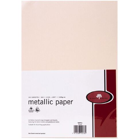 Direct Paper Metallic Paper 120gsm Coral A4 10 Pack