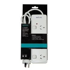 Tech.Inc 4 Way Powerboard with Individual Switches & Surge Protection
