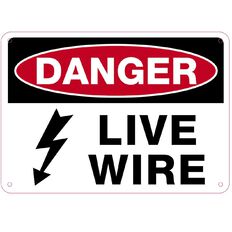 WS Danger Live Wire Sign Small 240mm x 340mm