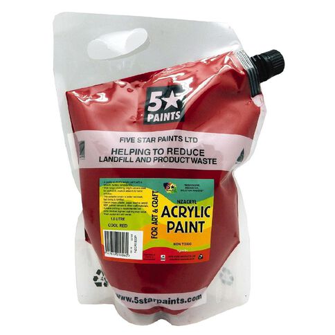 Fivestar Acrylic Paint Cool Red 1.5 litre Pouch