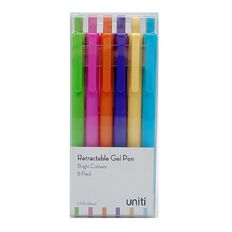 Uniti Retractable Gel Pen Brights 6 Pack