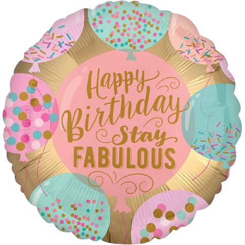 Anagram Satin Happy Birthday Stay Fabulous Foil Balloon Standard 17in