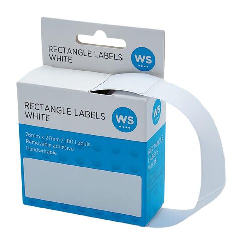 WS Rectangle Dispenser Stickers Handwritable 180 Labels 76mm X 27mm