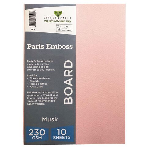 Direct Paper Paris Emboss 230gsm Musk A4 10 Pack