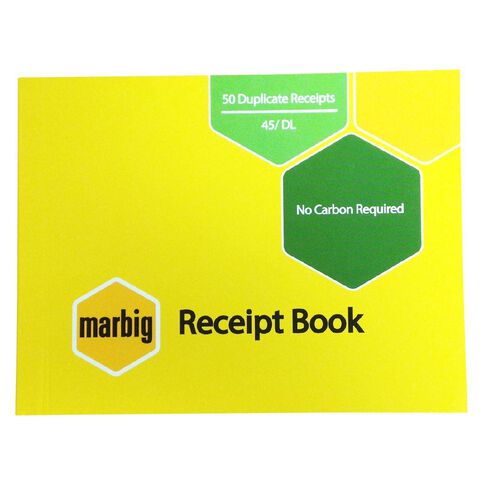 Marbig Receipt Book 45 Duplicate 50 Leaf Yellow Mid