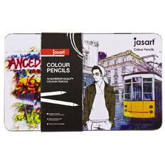 Jasart Coloured Pencils in Tin 12 Pack