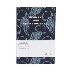 Uniti Jelly Fish Sticky Notes & Memo Pad Set Blue