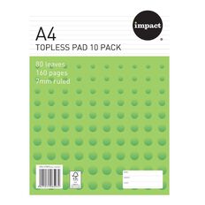 Impact Pad Topless 55gsm 7mm 80 Leaf 10 Pack White