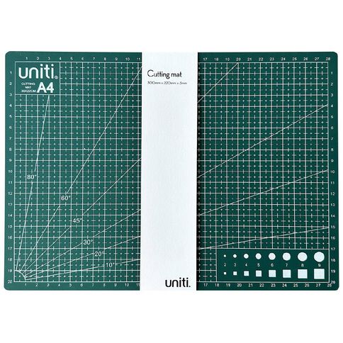 Uniti Cutting Mat 300mm x 220mm x 3mm Green A4