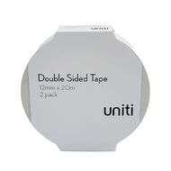 Uniti Double Sided Tape White 12mm x 20m 2 Pack