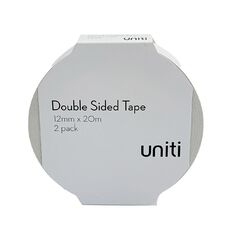Uniti Double Sided Tape White 12mm x 20m 2 Pack