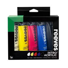 Reeves Intro Acrylic Paints Set of 5 Assorted Colours Assorted 75ml