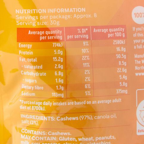 Market Kitchen Roasted & Salted Cashews 250g