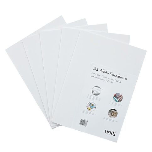 Uniti Foamboard 5mm A3 5 Pack White