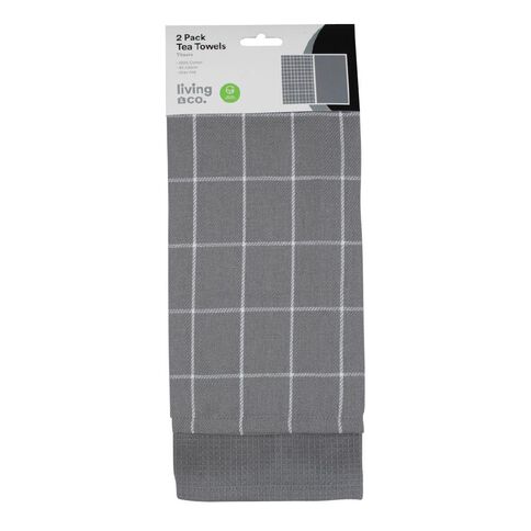 Living & Co Awaroa Tea Towel Grey 2 Pack Living & Co Awaroa Tea Towel Grey 2 Pack
