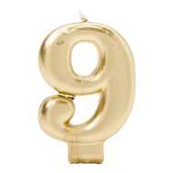 Candle Metallic Numeral #9 Gold