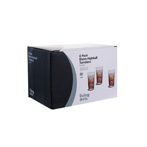 Living & Co Bistro Hiball Glass Tumbler Clear 6 Pack