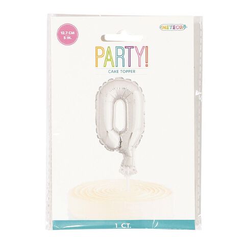 Meteor Foil Balloon Cake Topper 0 12.7cm Silver