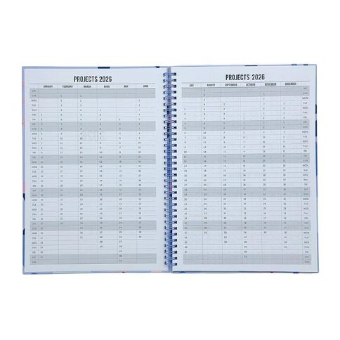 WS 2026 Spiral Diary Week To View Flowers Purple Mid