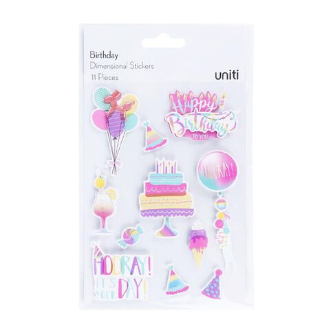 Uniti Dimensional Stickers Birthday