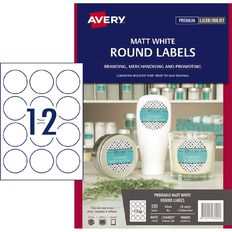 Avery Removable Round Labels White 60mm Diameter 120