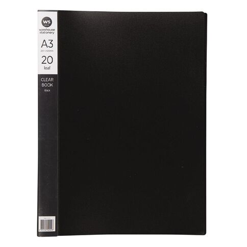 WS Clear Book 20 Leaf Black A3