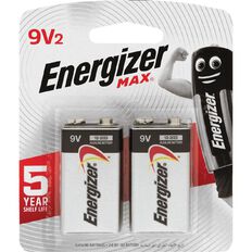 Energizer Max Alkaline Batteries 9V 2 Pack