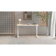 Workspace 1200mm Adj Desk Wood Look Top White Legs