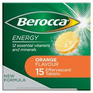 Berocca Energy Vitamin B & C Orange Flavour Effervescent Tablets 15 Pack