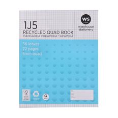 WS Exercise Book 1J5 5mm Quad 36 Leaf Blue