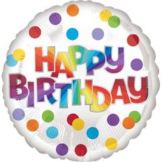Anagram Happy Birthday Colour Dots Foil Balloon Standard 17in