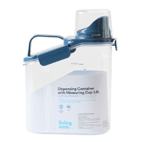 Living & Co Dispensing Container with Measuring Cup Clear 1.8L Living & Co Dispensing Container with Measuring Cup Clear 1.8L