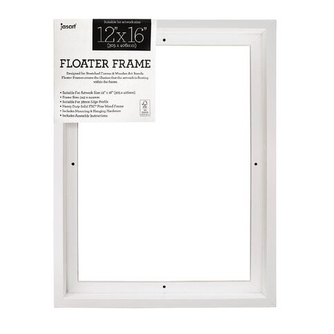 Jasart Floater Frame Thick Edge 12x16 Inches White White