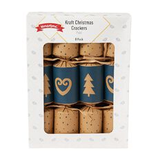 Wonderland Kraft Christmas Crackers 8 Pack