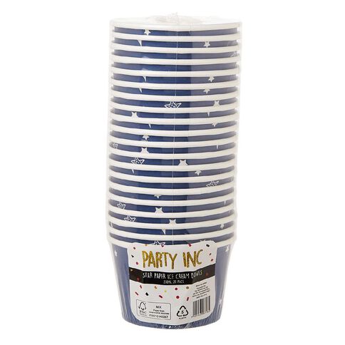 Party Inc Star Paper Ice Cream Bowls 230ml Blue Mid 20 Pack